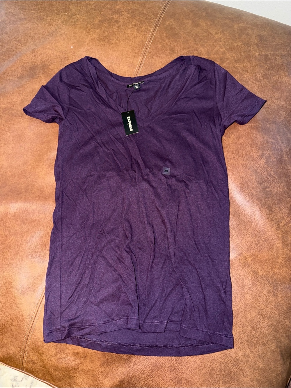 Express Purple V-Neck Short Sleeve Tee